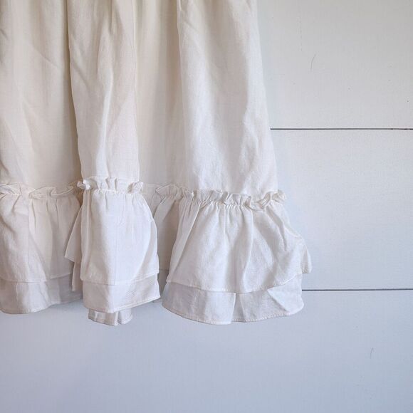 STORIA Dress Womens Solid Ivory Cream Smocked Ruffle Cottagecore Boho Size Small - Picture 3 of 9